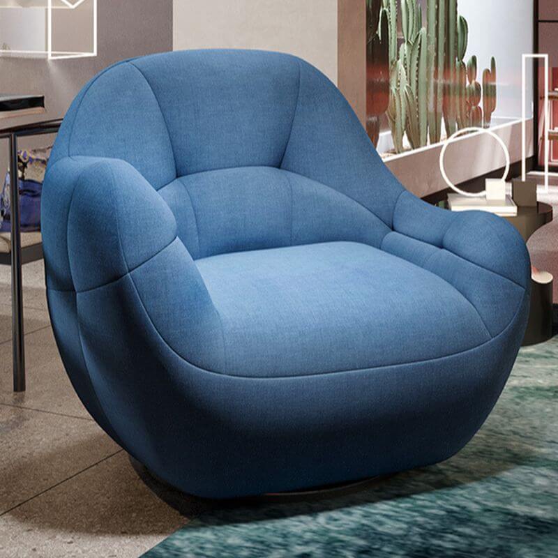 Drehbarer Blau/Beige/Kastanienbraun Uni-Farbe Fasssessel mit Armlehne und Keksrücken für das Wohnzimmer im modernen einfachen Stil Zweitbild
