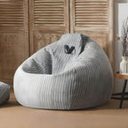 Cozy bean bag chair with striped pattern
