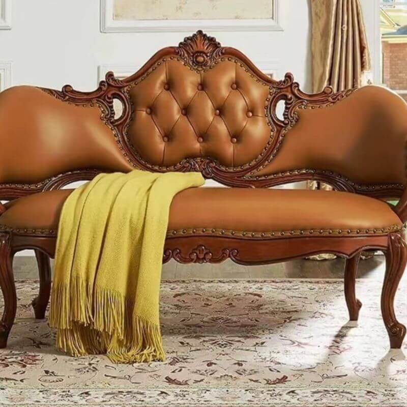 ラバーウッド デュアルサイドアーム シェーズラウンジチェア パッド入り張地付き サブ画像