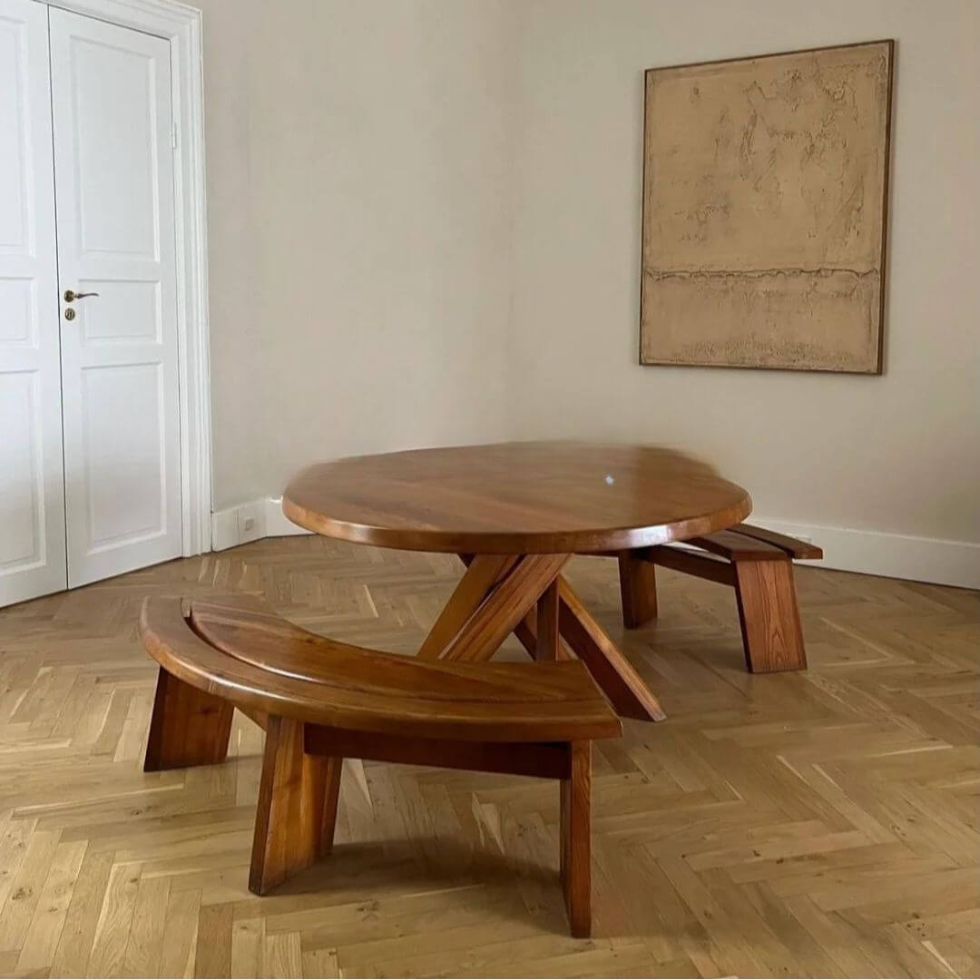 Rustikale Braune Steampunk Natürliches Holz Uni-Farben Essbank Zweitbild