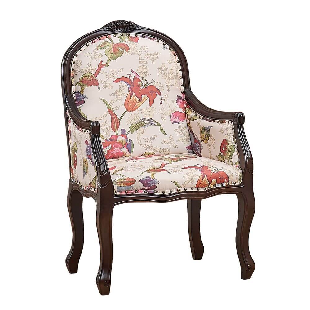 Rustikaler Einfarbiger Armsessel mit Festem Rücken, Armlehnen und Nagelkopfbeschlägen Zweitbild