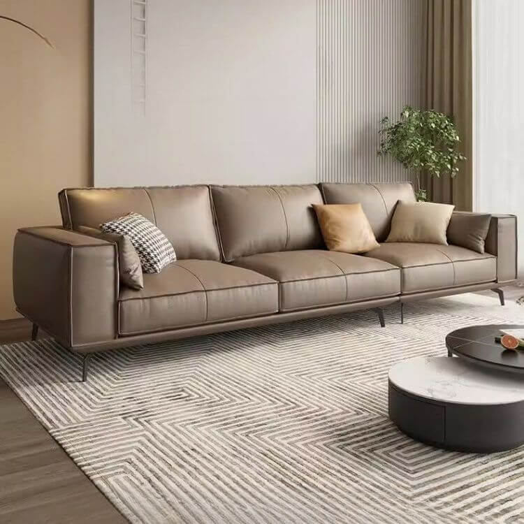 Quality craftsmanship on leather sofa