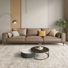 Modern style leather sofa side view
