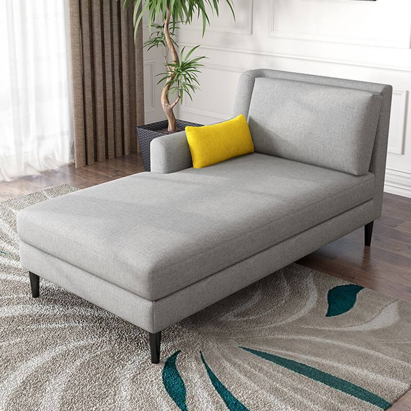 Scandinavian chaise lounge chair in grey upholstery メイン画像