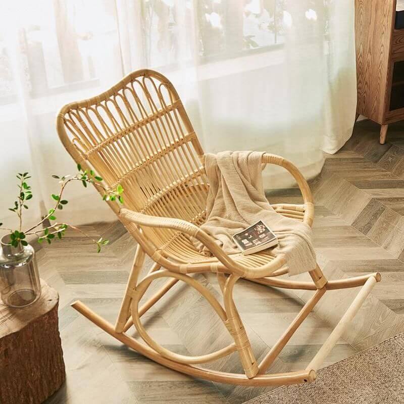 Scandinavian Rattan Rocking Chair front view Main image