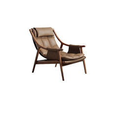 Scandinavian armchair with timber frame in brown