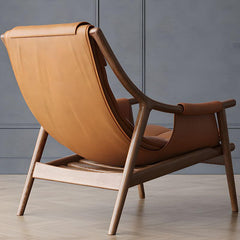 Scandinavian armchair with timber frame in brown