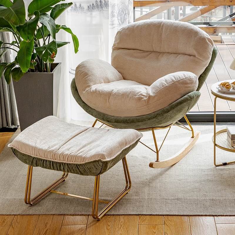 Scandinavian upholstered rocking chair in green