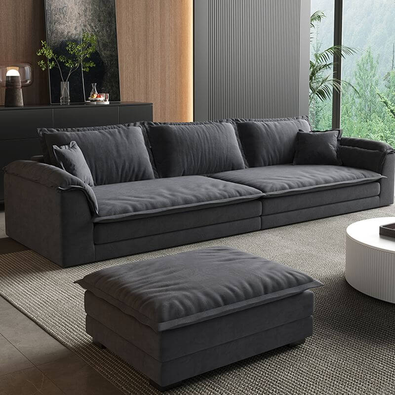 Dove Grey Sofa with Recessed Arm - side angle