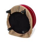 Scratch resistant wood framed pouf in khaki color