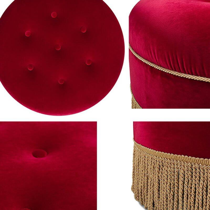 Retro style round pouf in dark blue