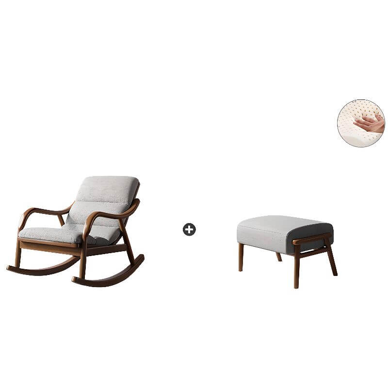 Modern indoor rocking chair with track arm in light gray