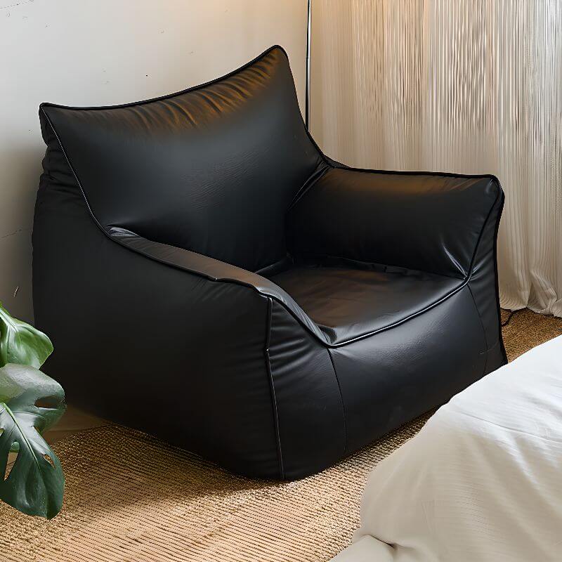 White faux leather bean bag chair