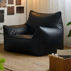 Midnight black bean bag chair in a modern living space