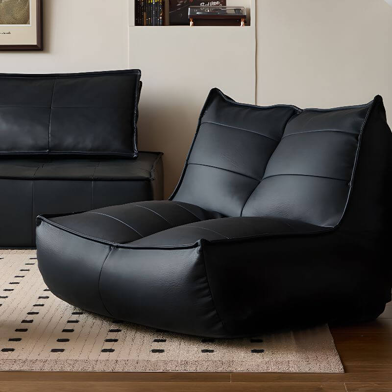 yellow suede bean bag chair on floor