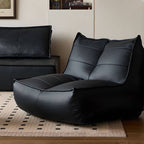 yellow suede bean bag chair on floor