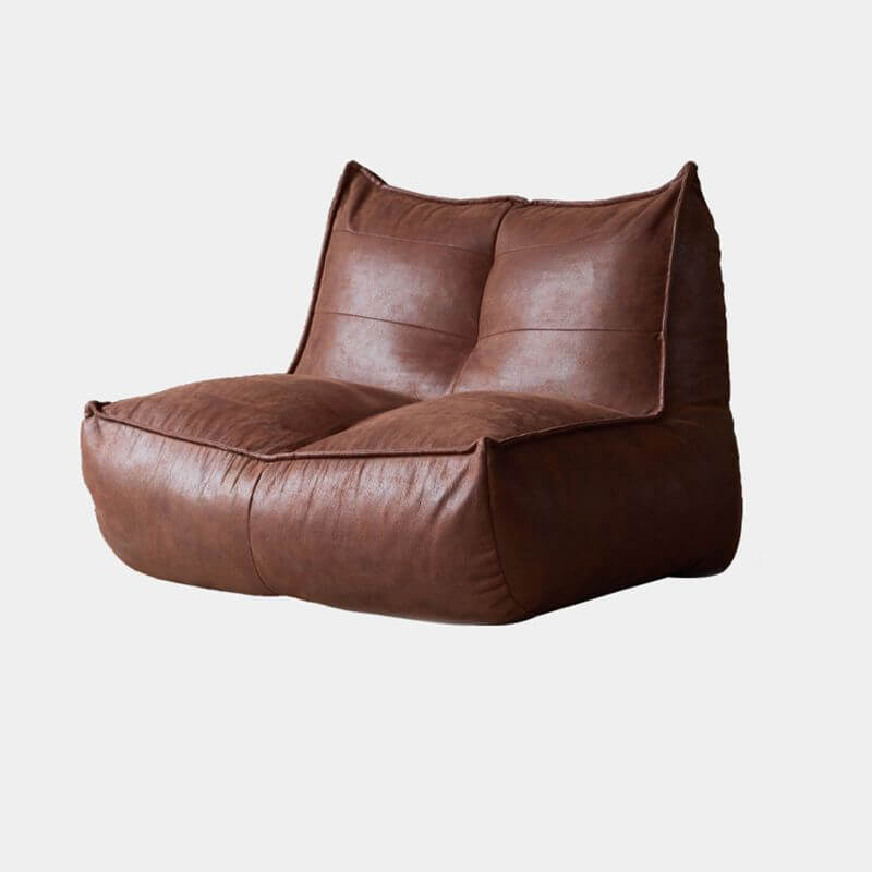 yellow suede bean bag chair on floor