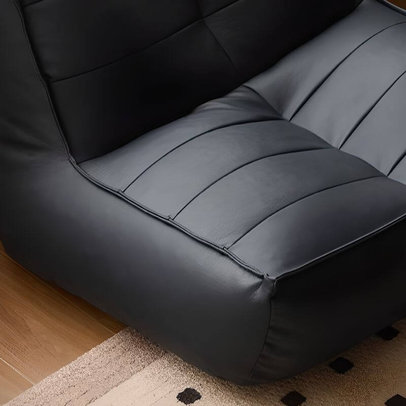 sofa with cream-colored bean bag