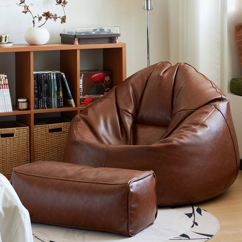 Midnight Black bean bag set in living room