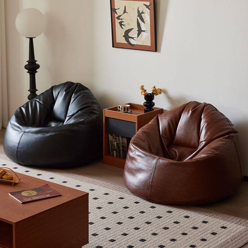 Sepia bean bag chair with ottoman