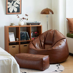 Faux leather bean bag chair close-up