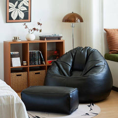 Cozy reading corner with bean bag