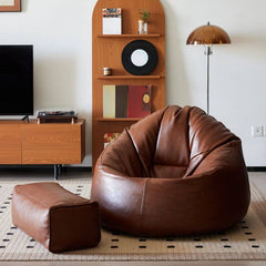 Cozy reading corner with bean bag