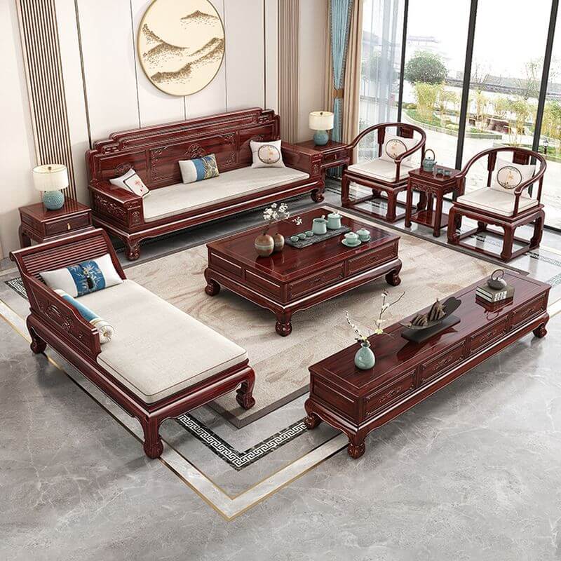 Sillones Chaise de Esquina Autoportantes con Cojines Clásicos Blancos para Sala de Estar Imagen secundaria del producto