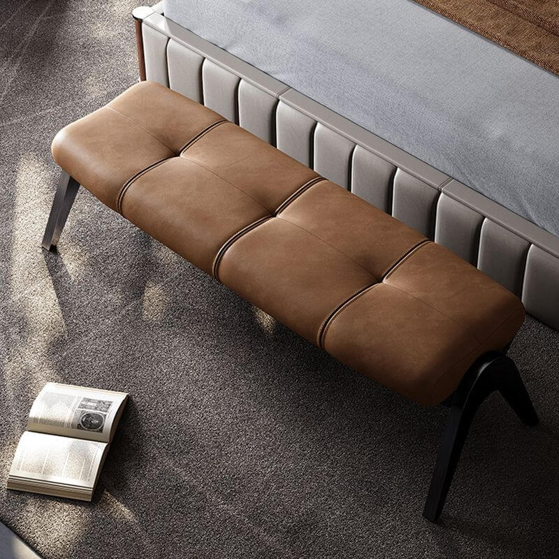 Sepia Casual Bezogene Einfarbige Gepolsterte Bank mit Tufting für das Schlafzimmer Zweitbild