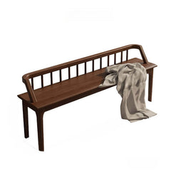 Elegant Solid Brown Bench with Arms