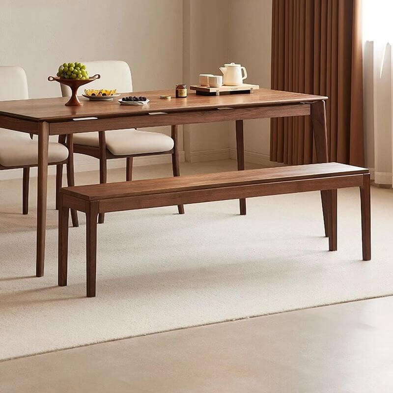 Walnut wood bench seat with solid color