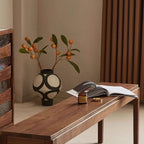 Contemporary walnut bench with clean lines