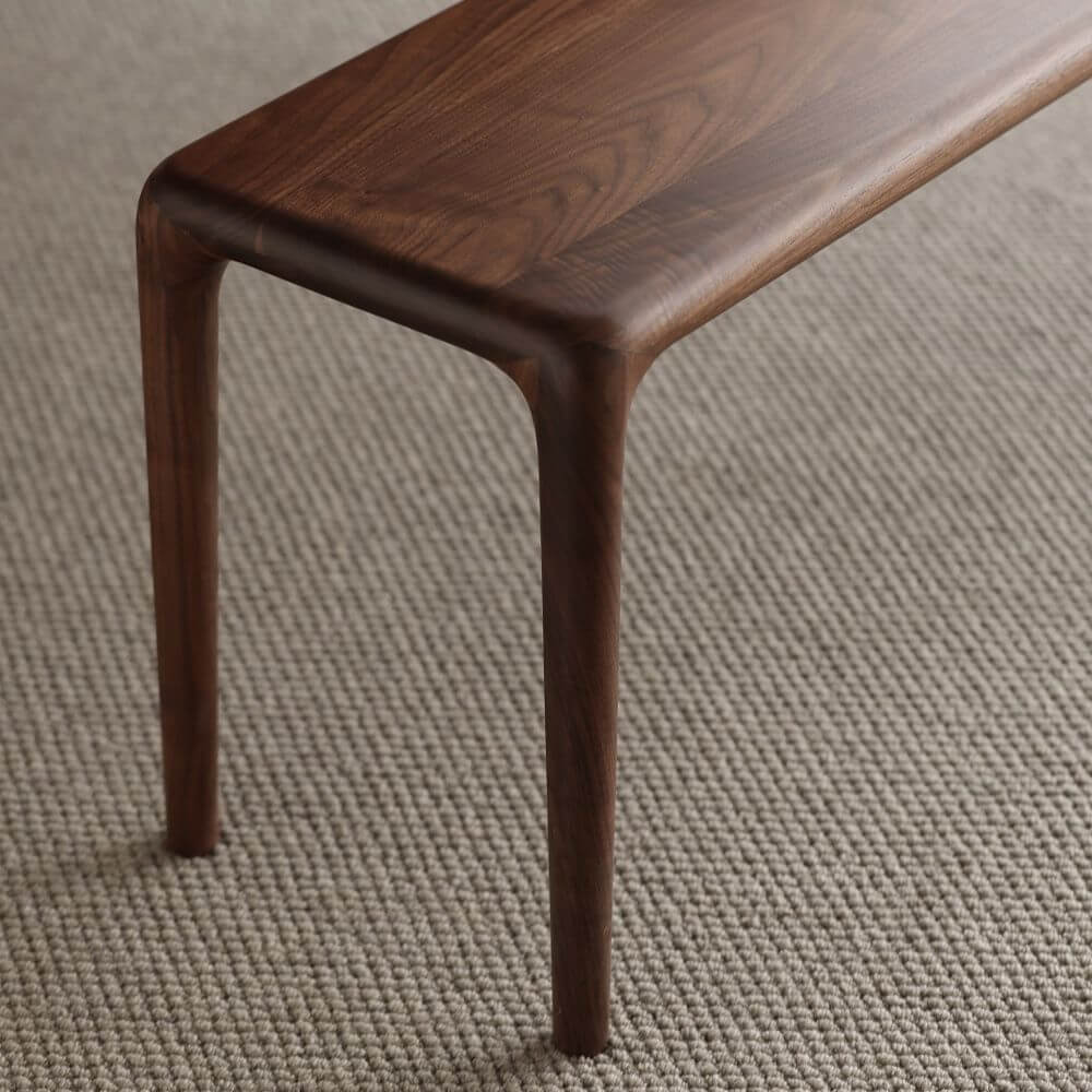 Close-up of the bench's wooden texture