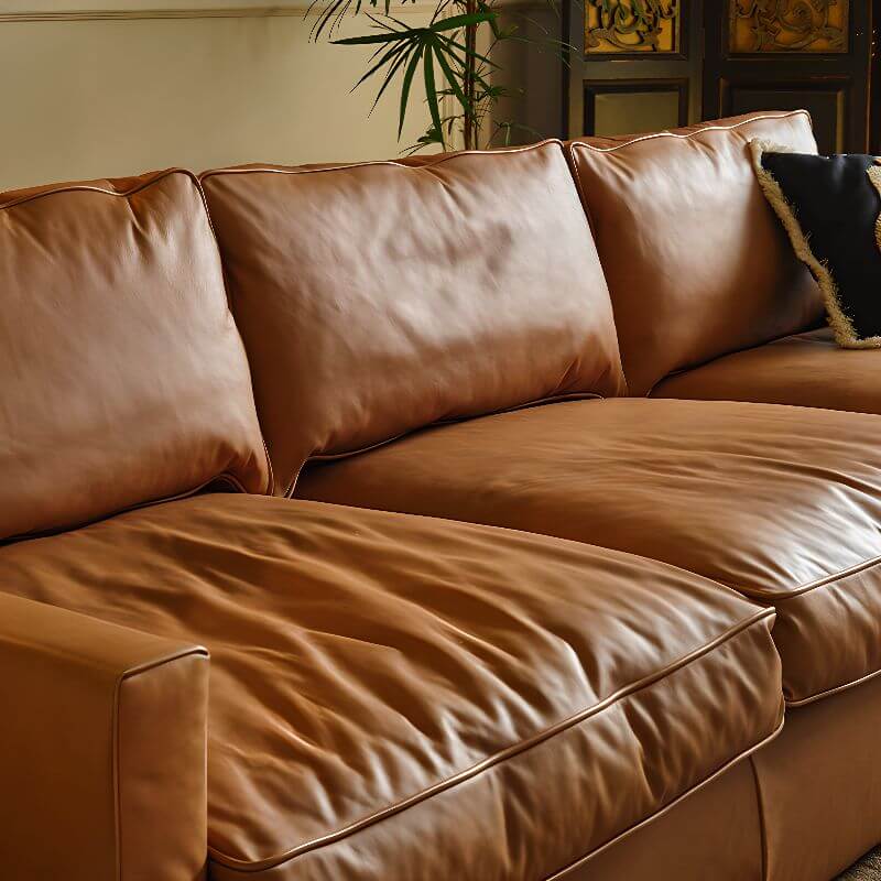 アームレストと隠されたサポート付きセピアスタンダードソファ サブ画像