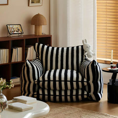 Sherpa Striped Bean Bag Chair in Black