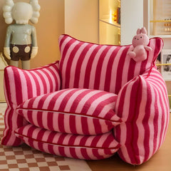 Sherpa Striped Bean Bag Chair in Pink