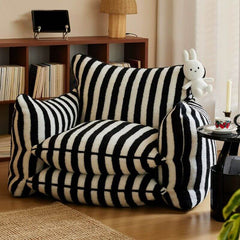 Sherpa Striped Bean Bag Chair in Black