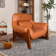 Simple Apricot Color Arm Chair from a side angle