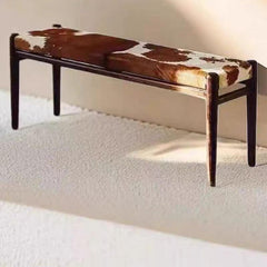 Espresso wood animal print bench in entryway