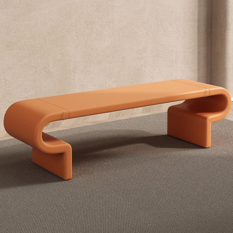 Einfache Graue Indoor Bank Sitz Holz Einfarbig mit Polsterung Zweitbild