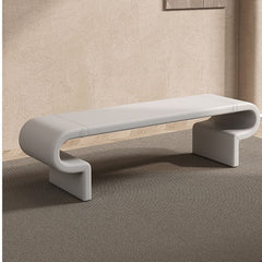 Gray padded entryway bench