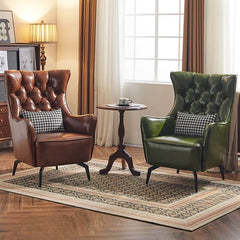 solid color tufted wingback chair