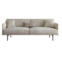 Simple grey upholstered sofa in a modern living room