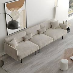 5-seater grey sofa with decorative pillows