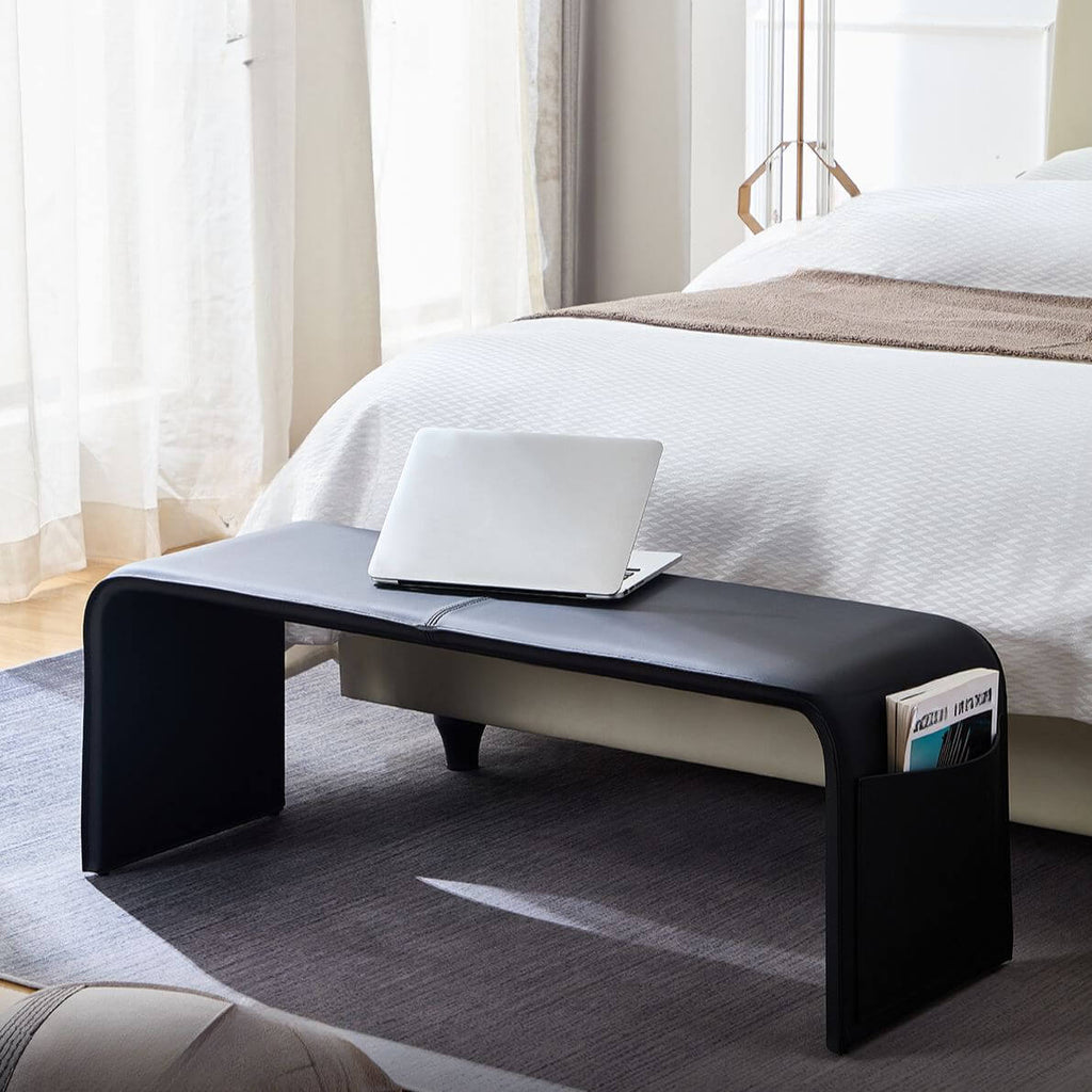 Upholstered Grey Bench for Living Room