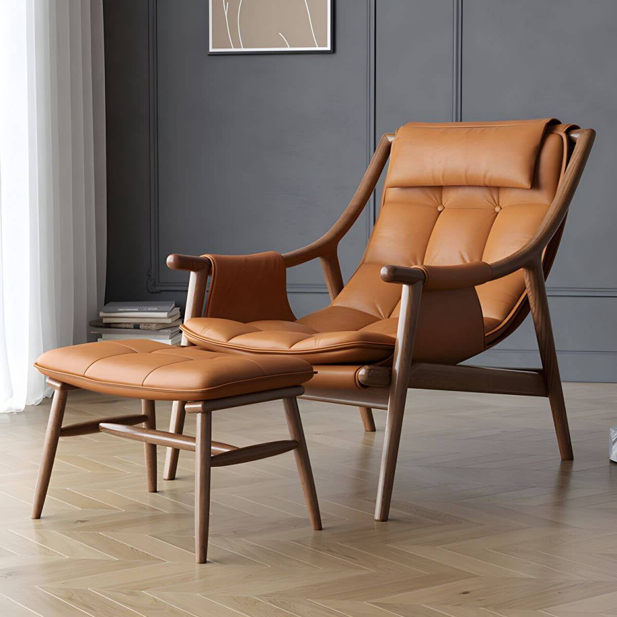 Side view of modern recliner with tufted design Main image