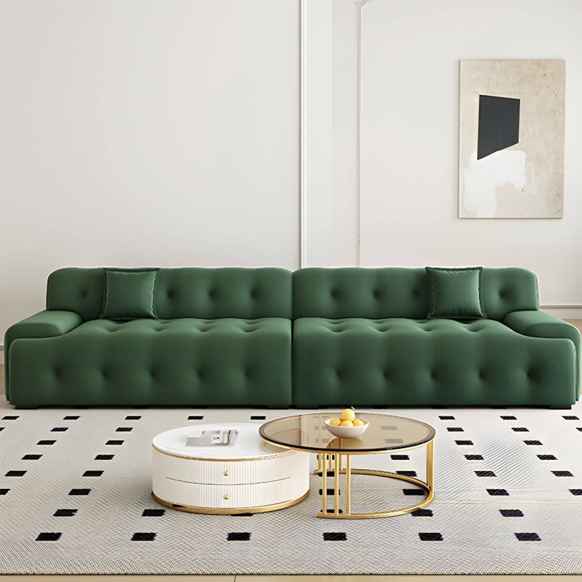 lime green sofa couch front view Main image