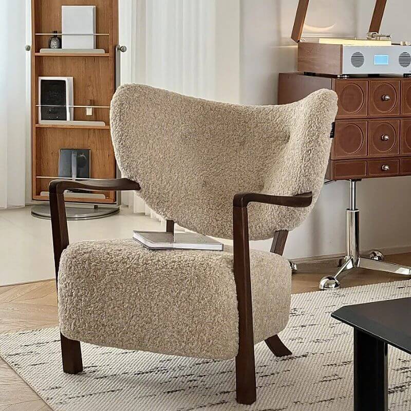 Simple Solid Color Arm Chair in White/Cocoa upholstery