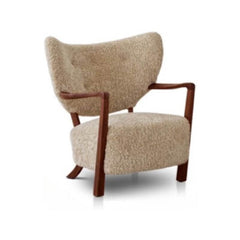 Simple Solid Color Arm Chair in White/Cocoa upholstery