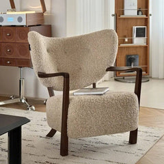 Simple Solid Color Arm Chair with attached ottoman